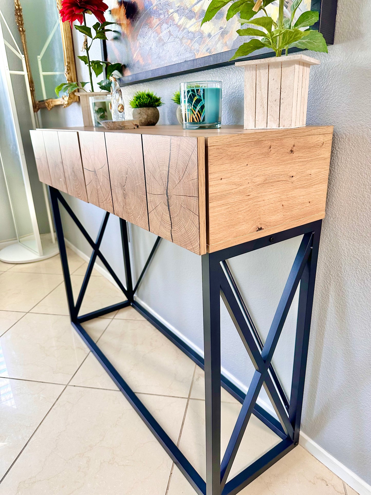 2 Drawer Wooden Entryway Table