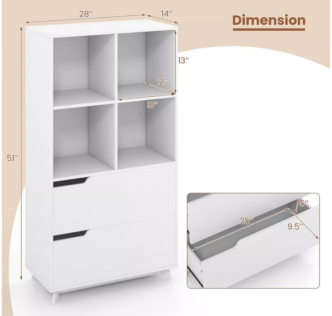 2 Drawer White Cube Storage Organizer