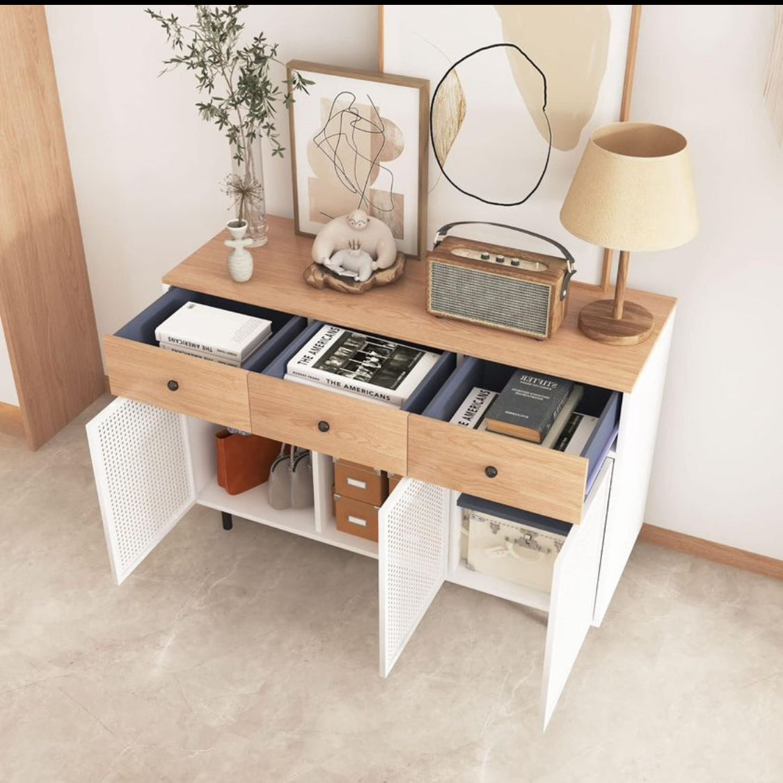 Modern White 3 Drawer Storage Cabinet