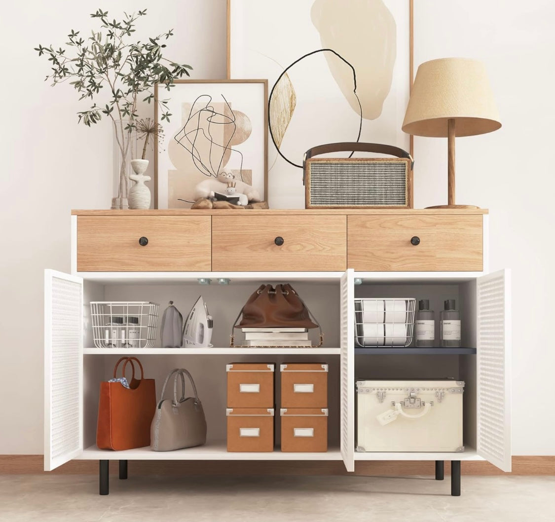 Modern White 3 Drawer Storage Cabinet