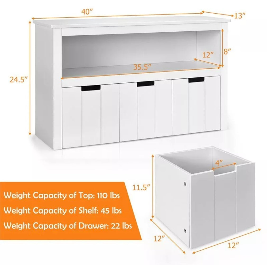 3 Drawer Wooden Storage Cabinet