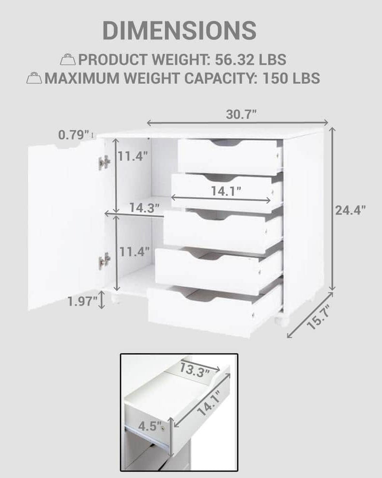 5 Drawer Storage Cabinet